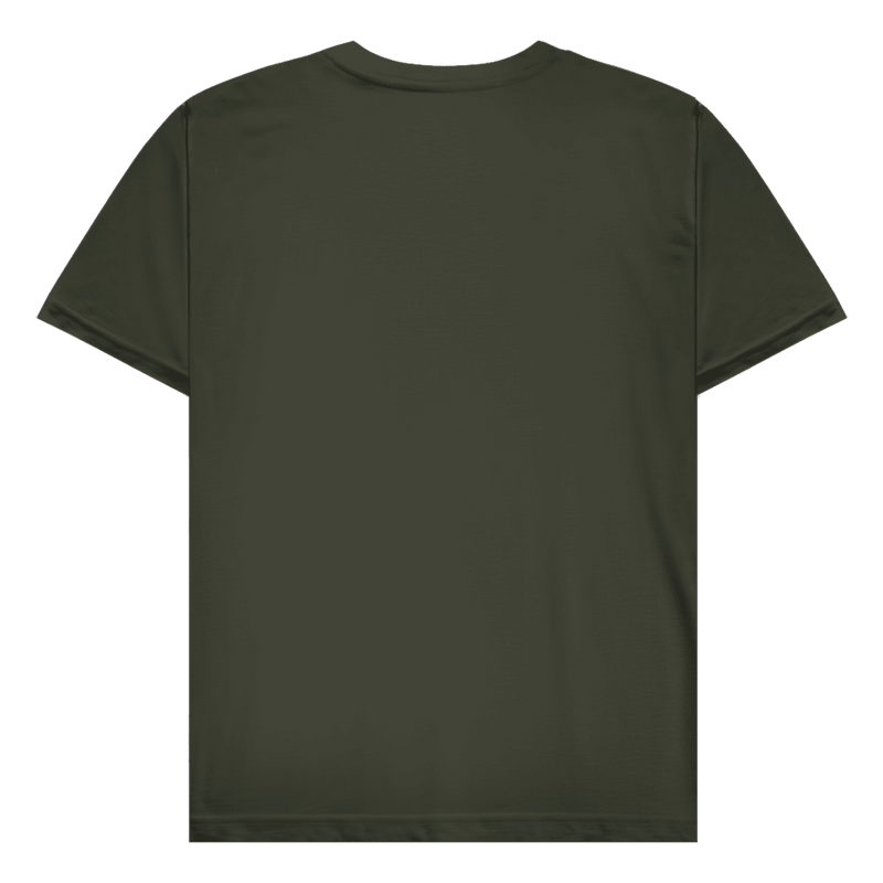 Khakifarbenes T-Shirt ohne Design (Rückseite).