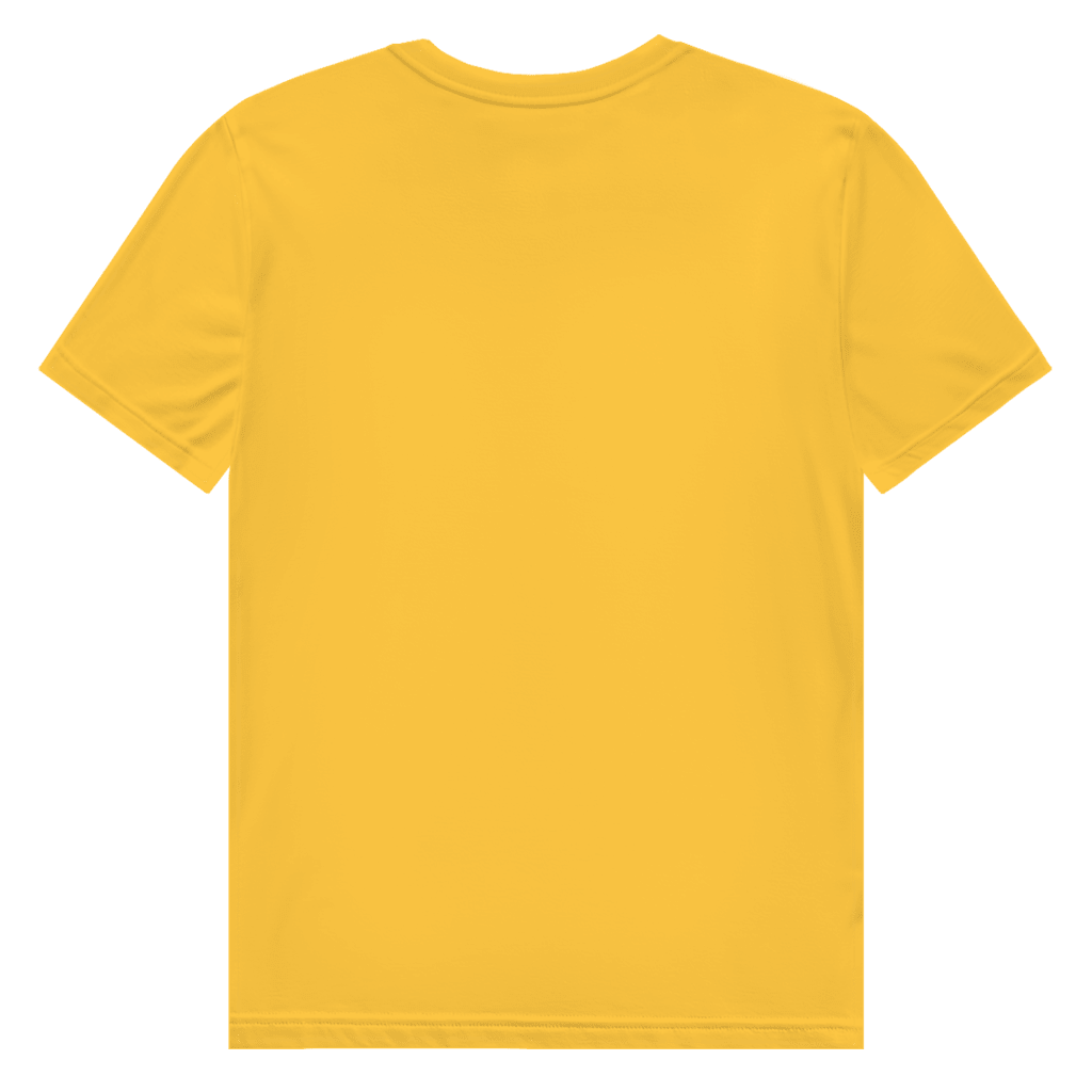 Sonnengelbes T-Shirt ohne Design (Rückseite).