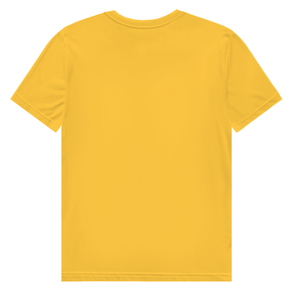 Sonnengelbes T-Shirt ohne Design (Rückseite).