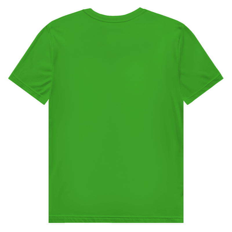 Leuchtend gruenes T-Shirt ohne Design (Rückseite).