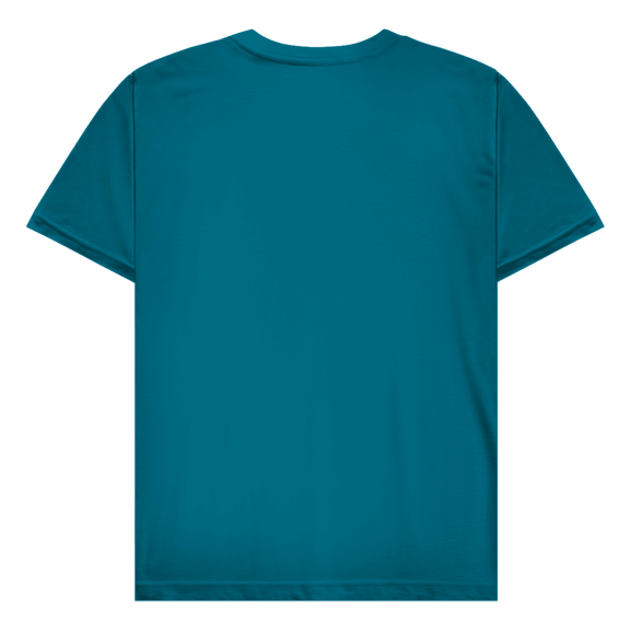 Blaugrünes T-Shirt ohne Design (Rückseite).