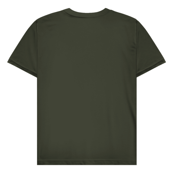 Khakigrünes T-Shirt ohne Design (Rückseite).