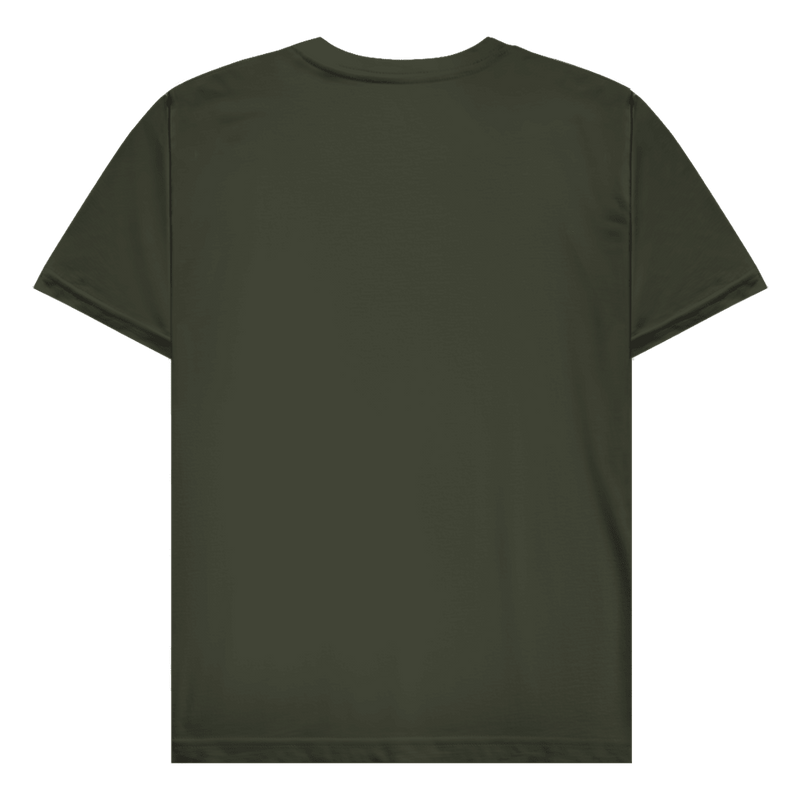 Khakigrünes T-Shirt ohne Design (Rückseite).