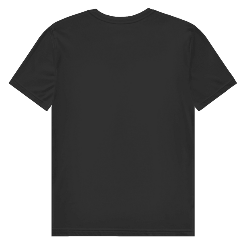 Schwarzes T-Shirt ohne Design (Rückseite).