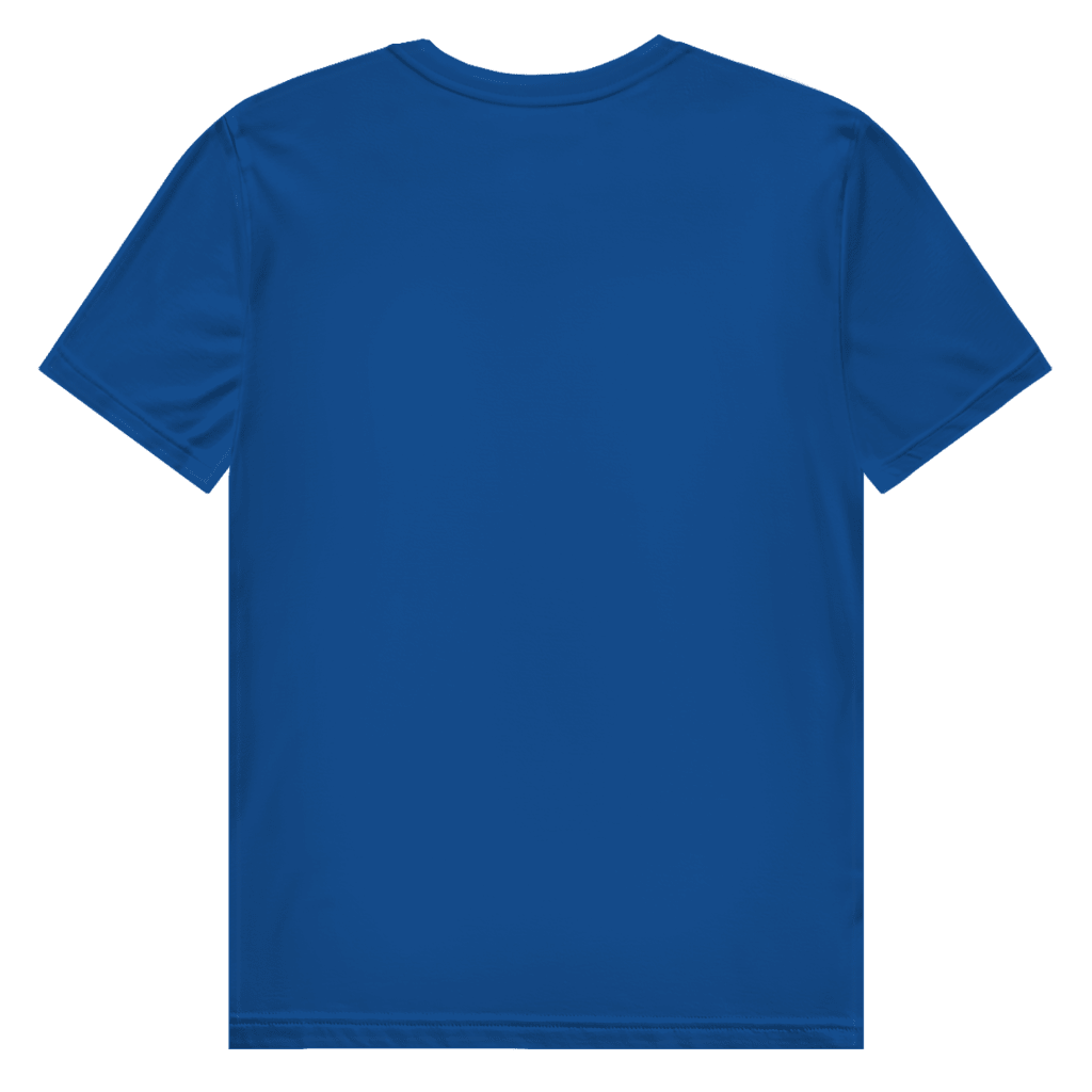 Dunkelblaues T-Shirt ohne Design (Rückseite).