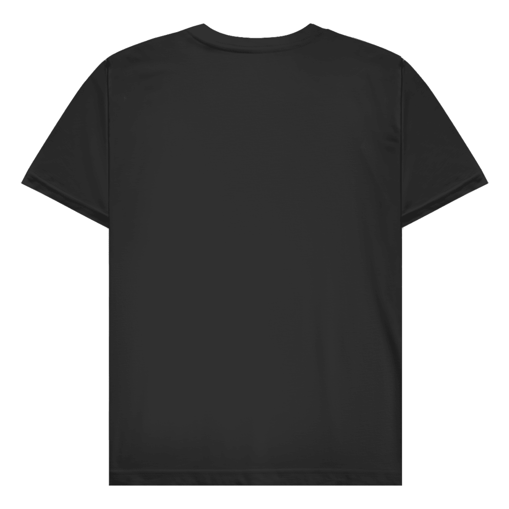 Schwarzes T-Shirt ohne Design (Rückseite).