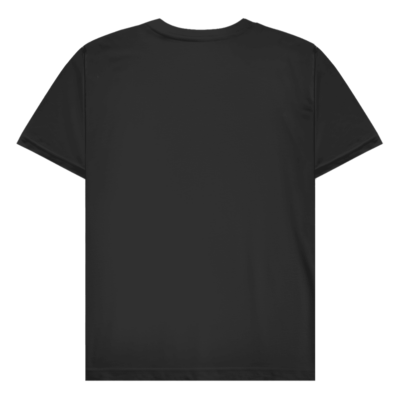 Schwarzes T-Shirt ohne Design (Rückseite).