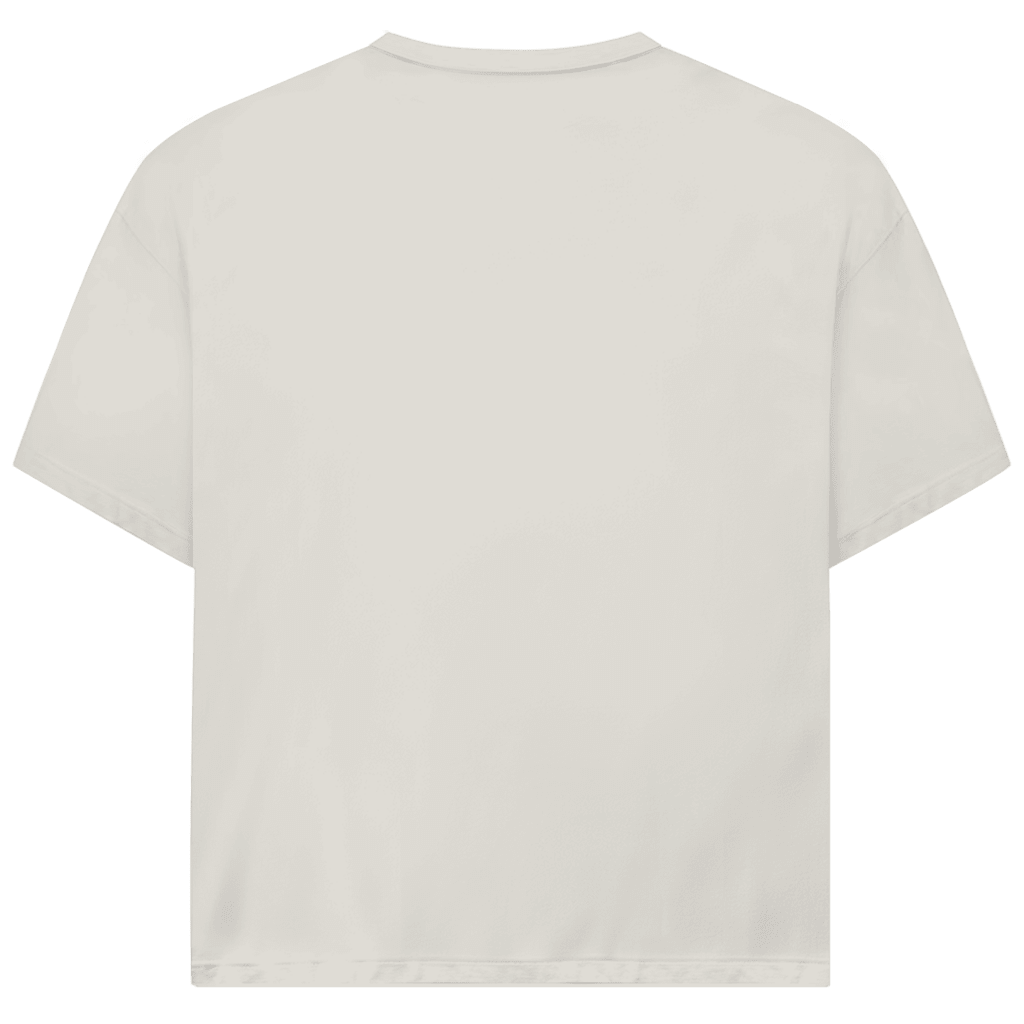 Sandfarbenes T-Shirt ohne Design (Rückseite).