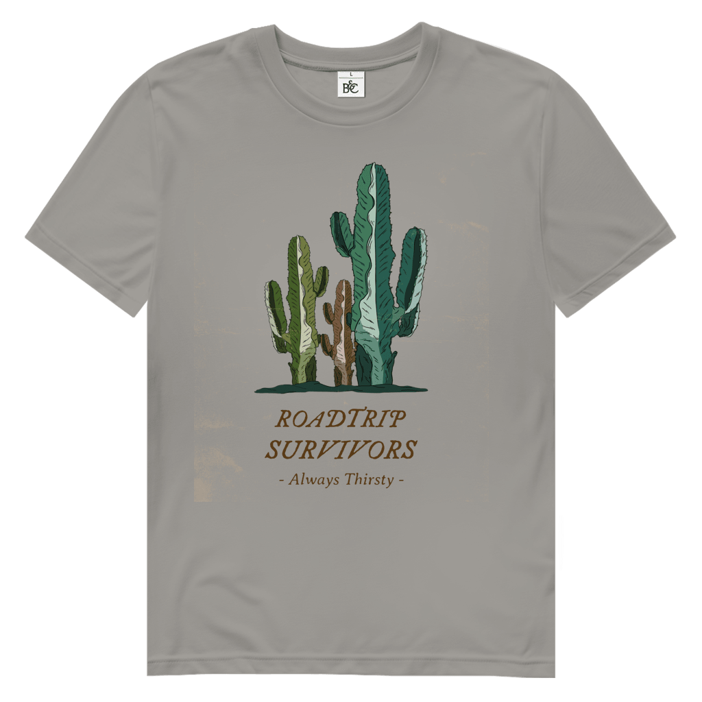 Drei verschieden farbige und -grosse Kakteen über dem Designnamen auf hellgrauem Hintergrund.