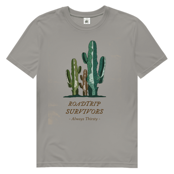 Drei verschieden farbige und -grosse Kakteen über dem Designnamen auf hellgrauem Hintergrund.