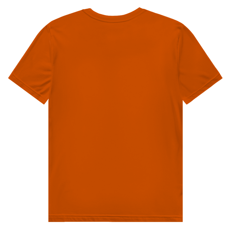 Orangefarbenes T-Shirt ohne Design (Rückseite).