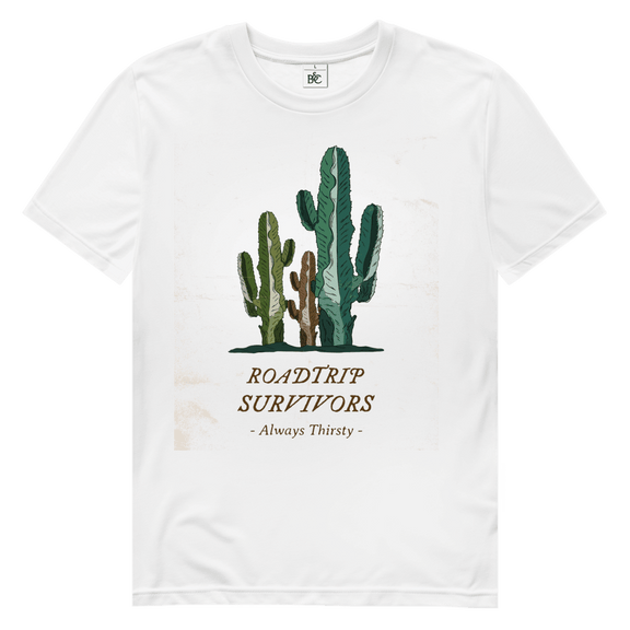 Drei verschieden farbige und -grosse Kakteen über dem Designnamen auf weissem Hintergrund.