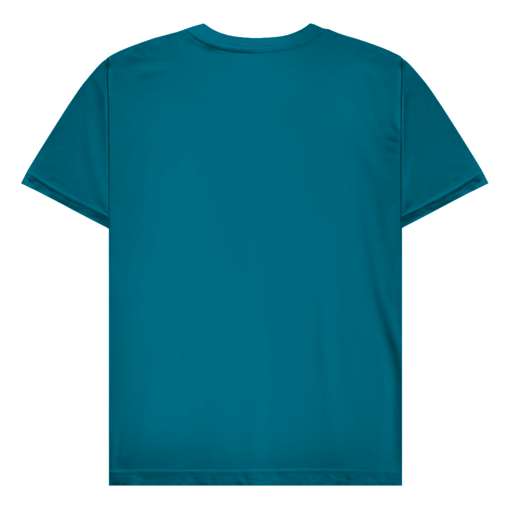 Blaugrünes T-Shirt ohne Design (Rückseite).