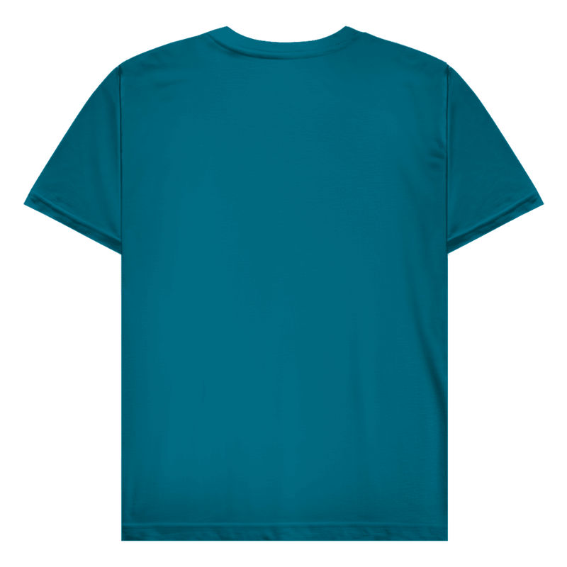 Blaugrünes T-Shirt ohne Design (Rückseite).