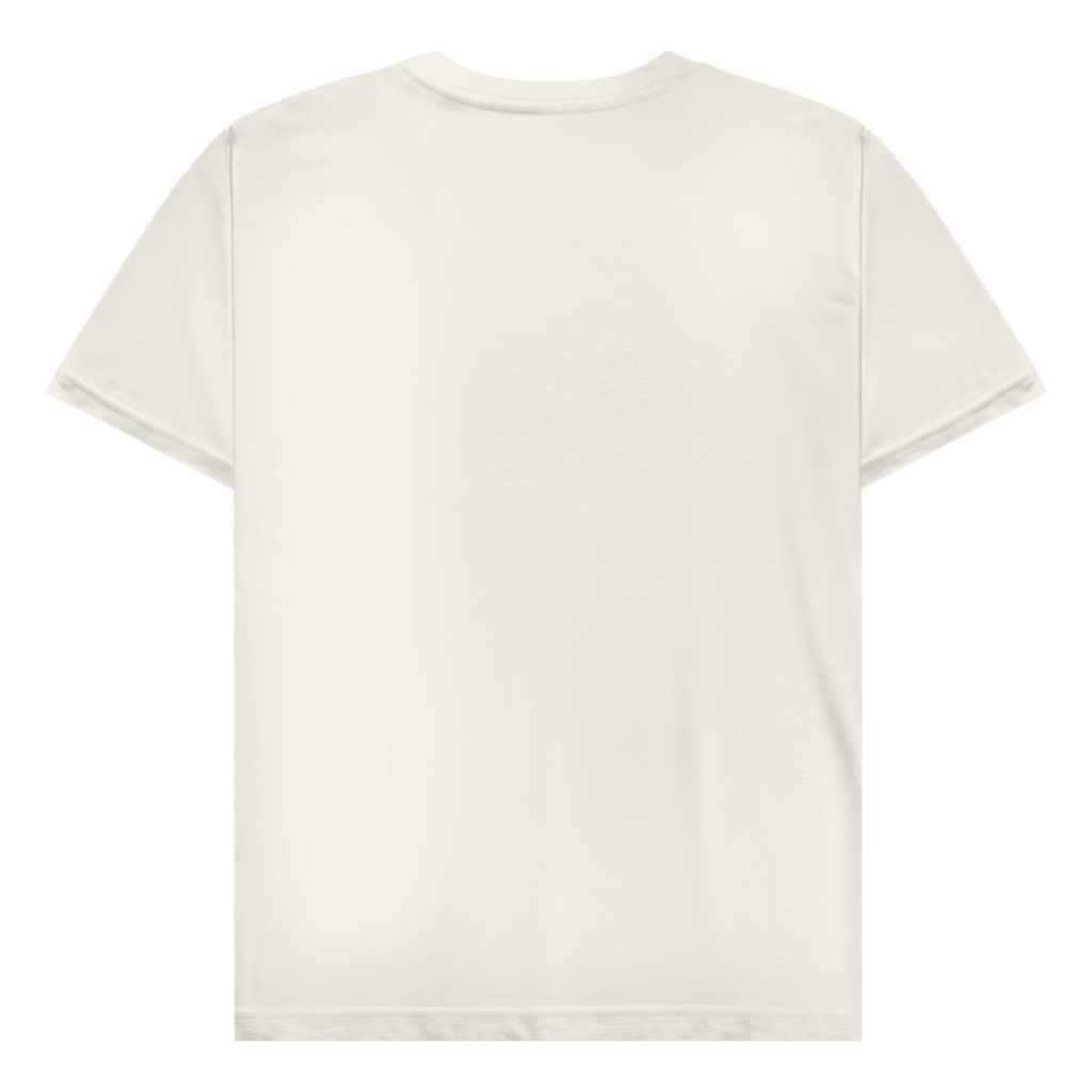 Naturfarbenes T-Shirt ohne Design (Rückseite).