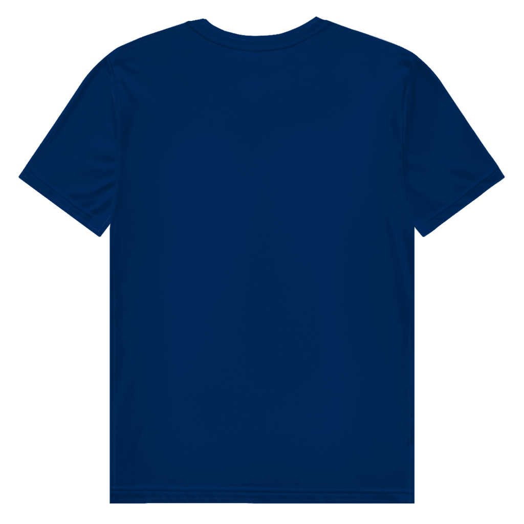 Dunkelblaues T-Shirt ohne Design (Rückseite).