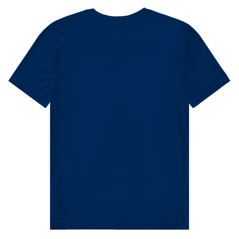 Dunkelblaues T-Shirt ohne Design (Rückseite).