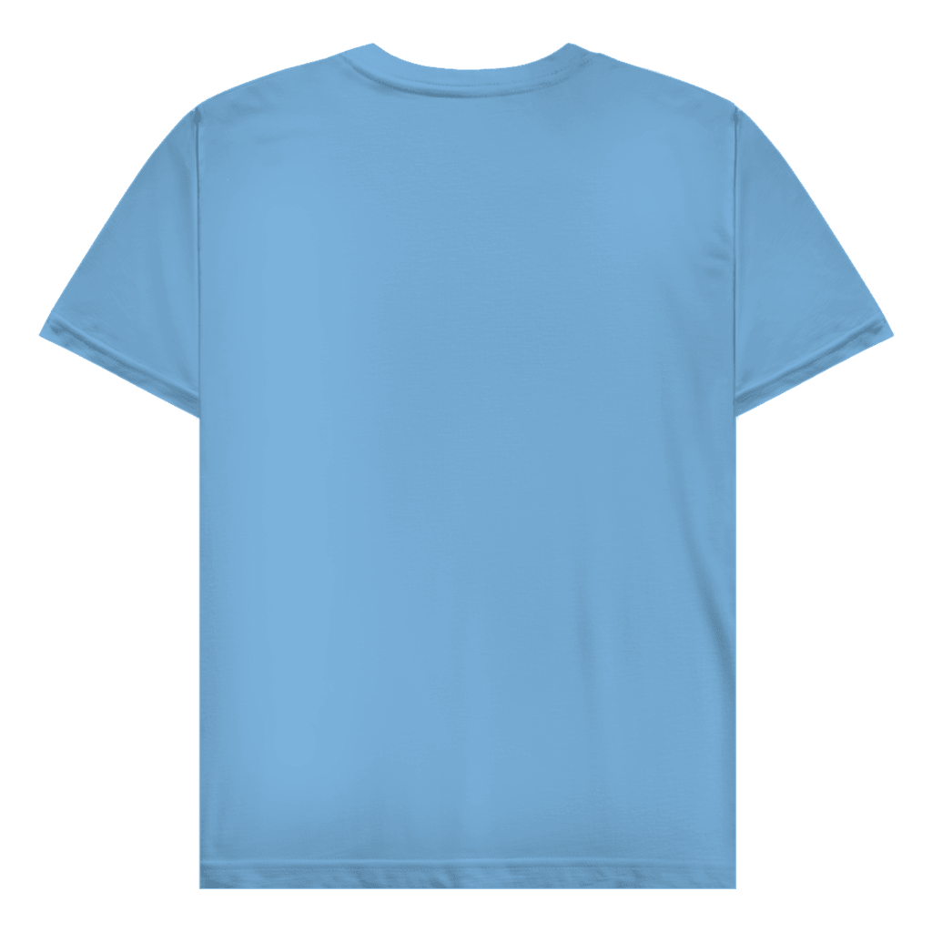 Hellblaues T-Shirt ohne Design (Rückseite).