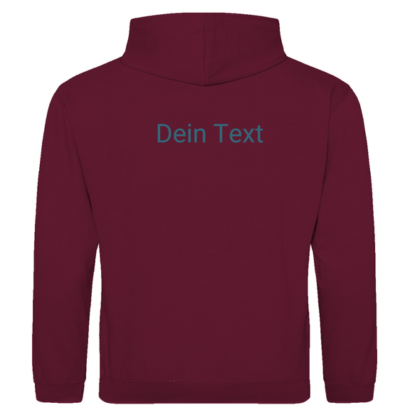 Hoodie für Herren, personalisierbar mit Foto und kurzem Text. Stoff-Farbe: Burgund. Fernweh zum Anziehen? travelPrint4U.de