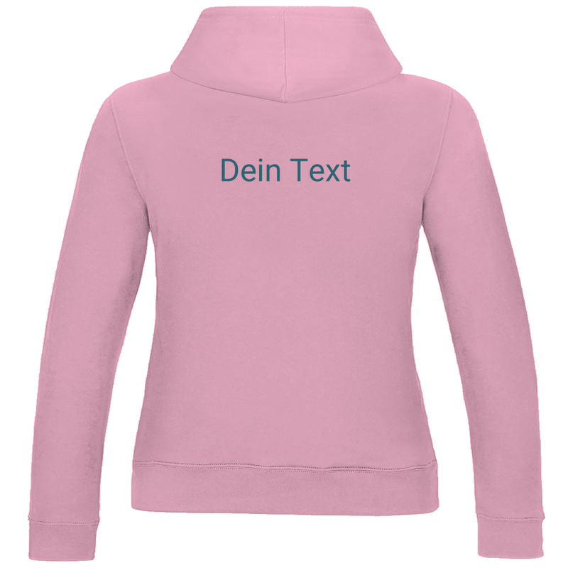 Kapuzenpulli für Damen, personalisierbar mit Foto und Text. Stoff-Farbe: Baby Pink. Fernweh zum Anziehen? travelPrint4U.de