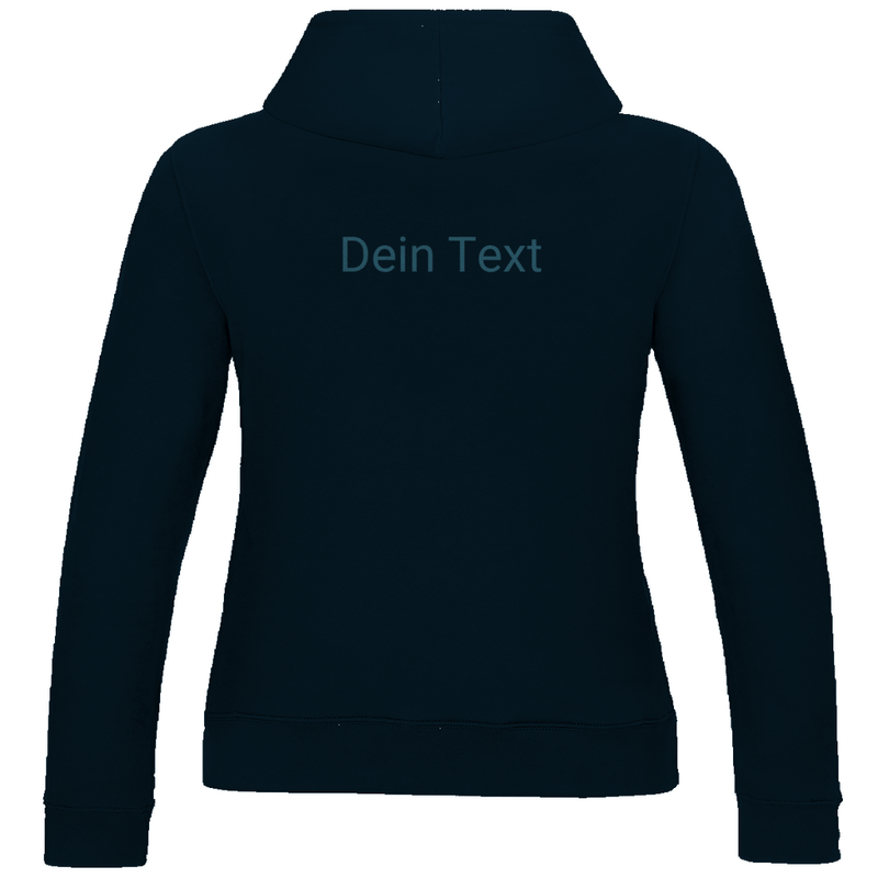 Kapuzenpulli für Damen, personalisierbar mit Foto und Text. Stoff-Farbe: New French Navy. Fernweh zum Anziehen? travelPrint4U