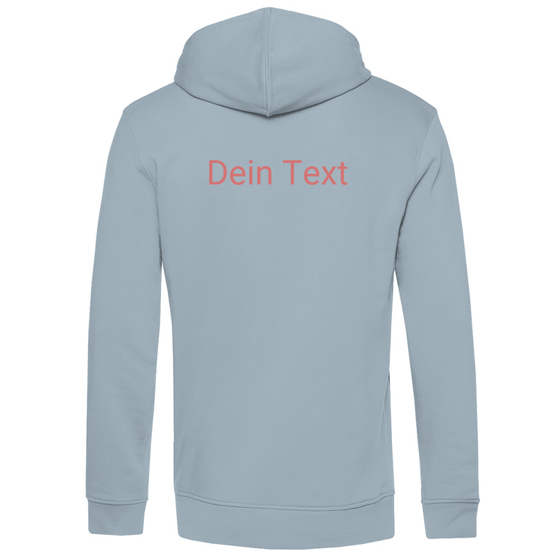 Kapuzenpulli für Herren, personalisierbar mit Foto und Text. Stoff-Farbe: Blue Fog. Fernweh zum Anziehen? travelPrint4U.de