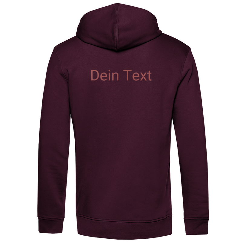 Kapuzenpulli für Herren, personalisierbar mit Foto und Text. Stoff-Farbe: Burgund. Fernweh zum Anziehen? travelPrint4U.de
