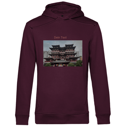 Kapuzenpulli für Herren, personalisierbar mit Foto und Text. Stoff-Farbe: Burgund. Fernweh zum Anziehen? travelPrint4U.de