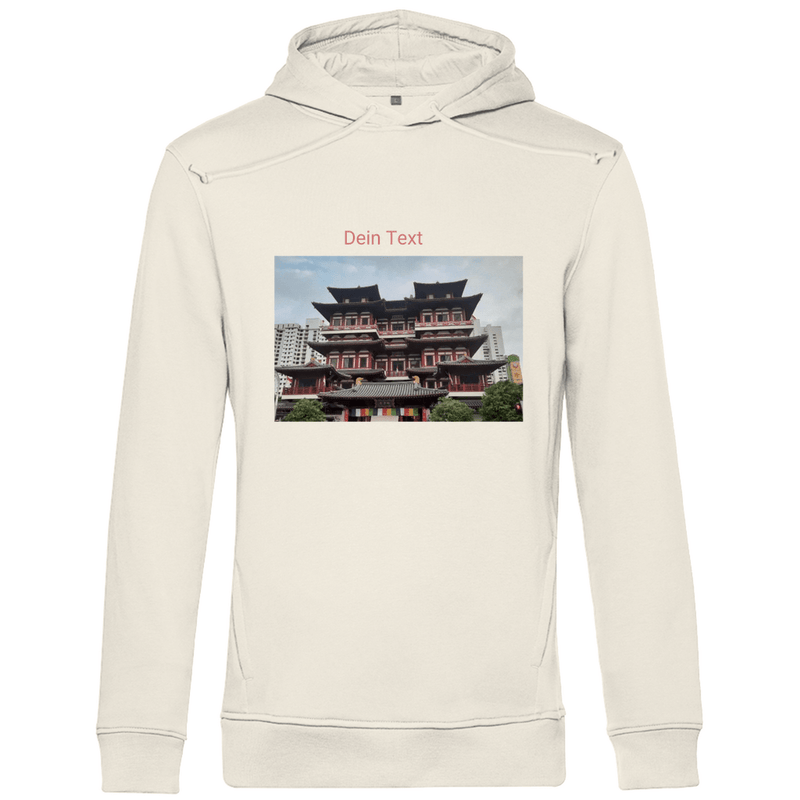 Kapuzenpulli für Herren, personalisierbar mit Foto und Text. Stoff-Farbe: Off White. Fernweh zum Anziehen? travelPrint4U.de