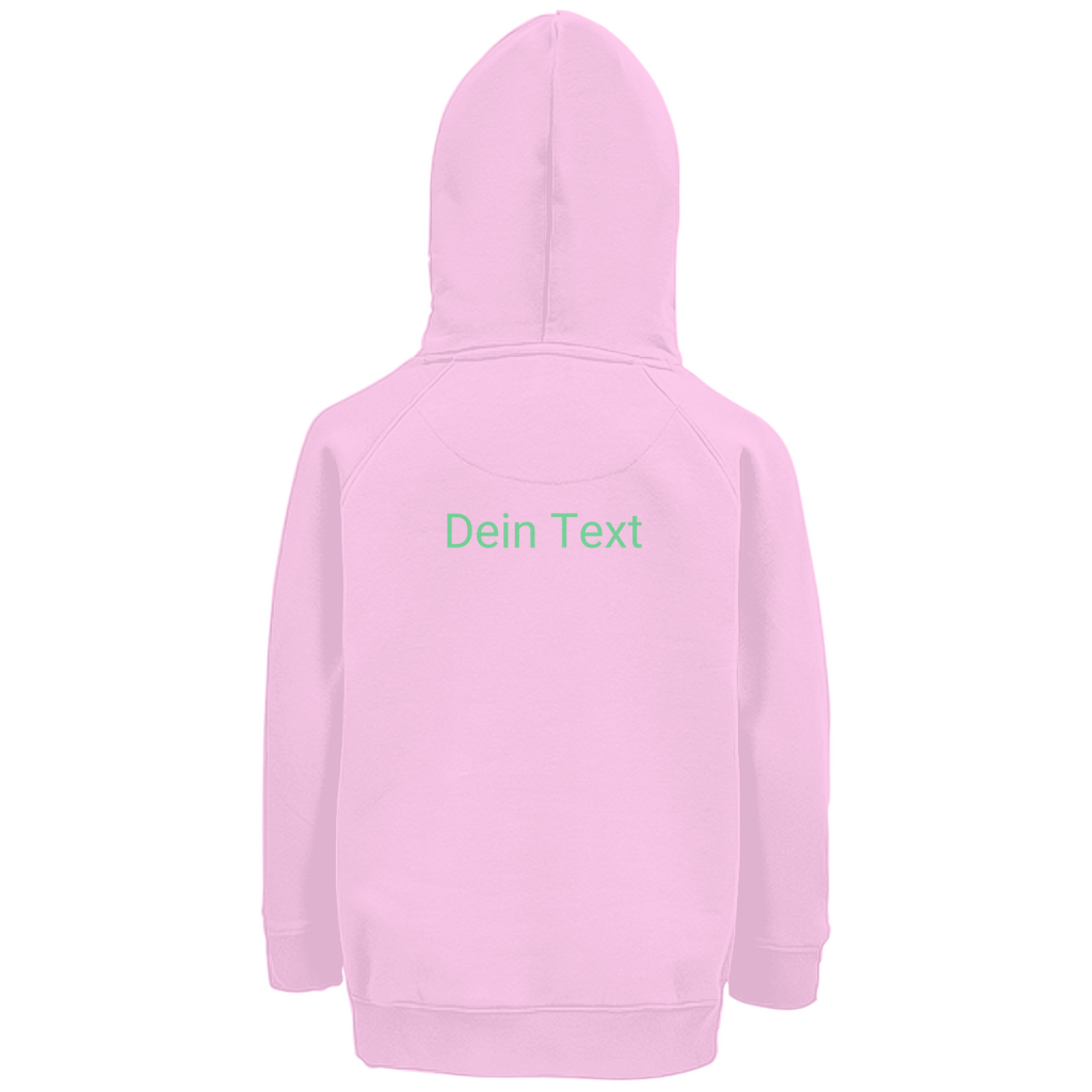 Kapuzenpulli fürs Kind, personalisierbar mit Foto + Text. Stoff-Farbe: Pale Pink. Fernweh zum Anfassen? travelPrint4U.de