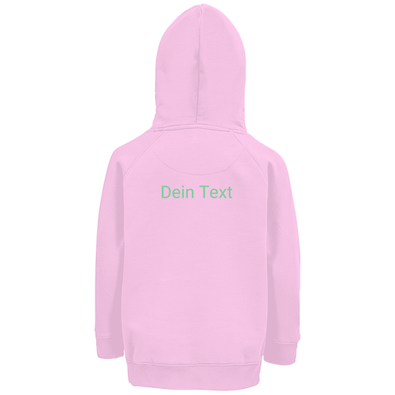 Kapuzenpulli fürs Kind, personalisierbar mit Foto + Text. Stoff-Farbe: Pale Pink. Fernweh zum Anfassen? travelPrint4U.de