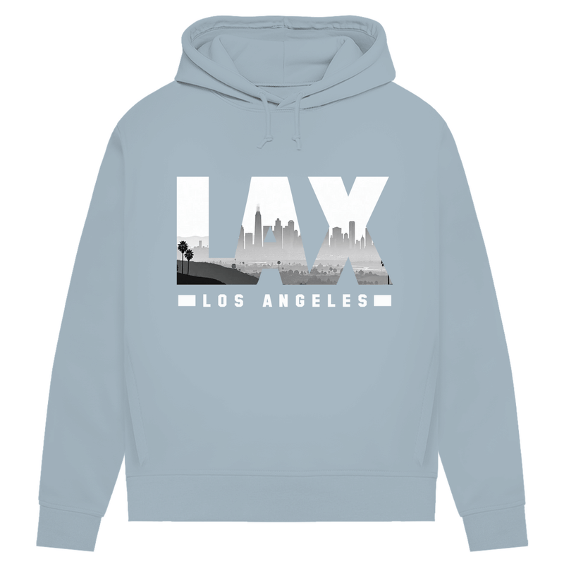 Kapuzenpullover für Damen LAX Airport Code für Los Angeles. Stoff-Farbe: Sky Blue. Fernweh zum Anziehen? travelPrint4U.de