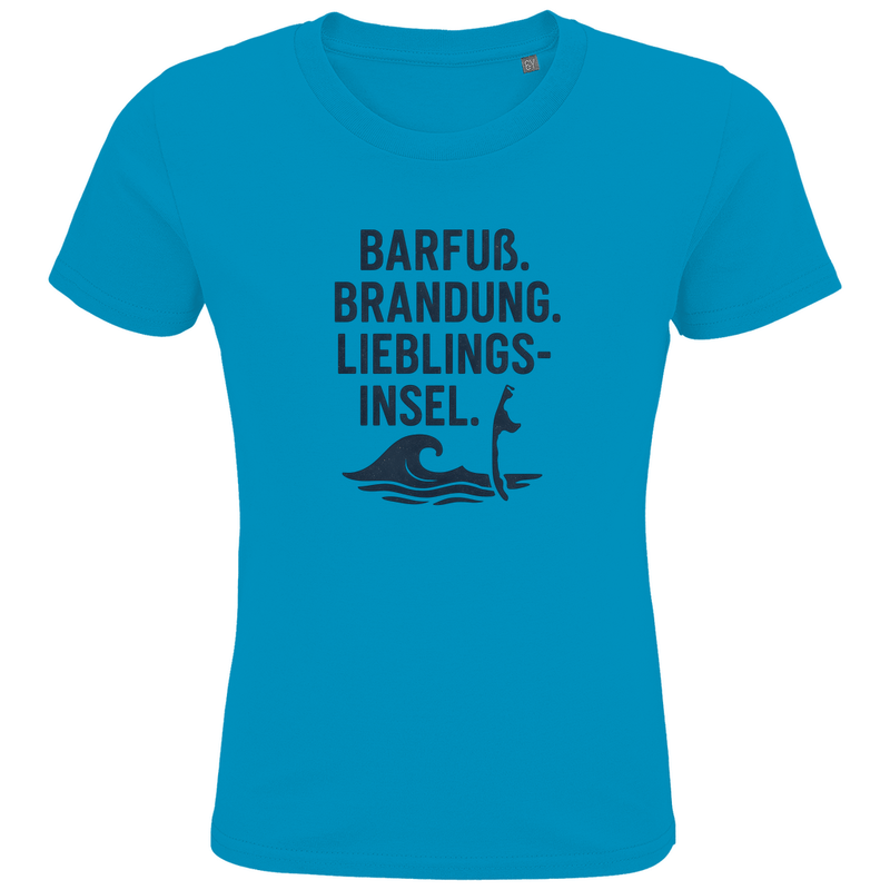 Kinder T-Shirts mit LIEBLINGSINSEL SYLT Aufdruck. Stoff-Farbe: Aqua. Fernweh zum Anziehen? travelPrint4U.de