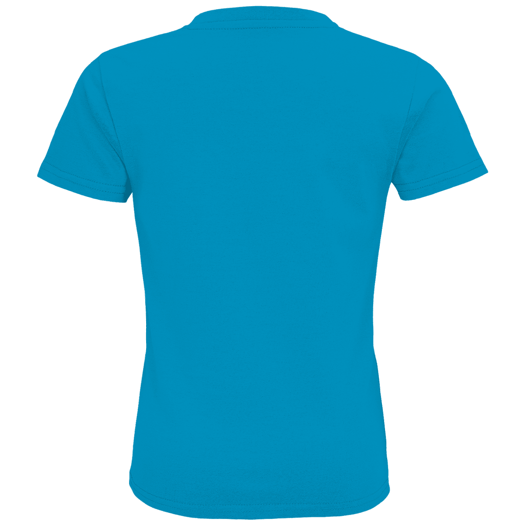 Aquafarbenes T-Shirt ohne Design (Rückseite).