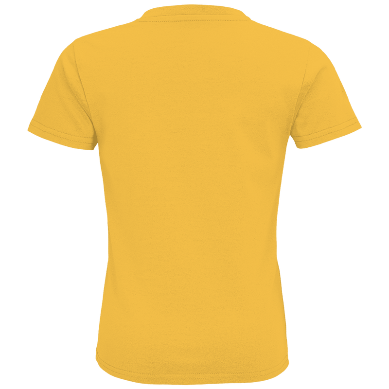 Sonnengelbeses T-Shirt ohne Design (Rückseite).