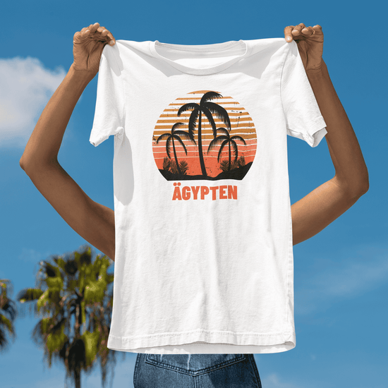 Vorschaubild der Kollektion für das Land ÄGYPTEN. Weißes T-Shirt mit Name des Landes.