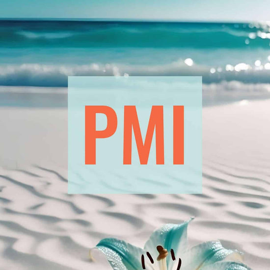 KI Hintergrund türkisfarbenes Wasser mit Design des PMI Airport Code. Fernweh zum Anziehen? travelPrint4U.de