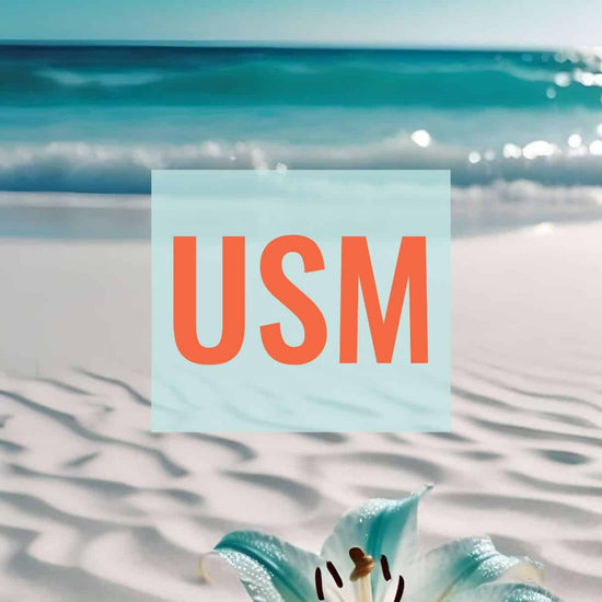 KI Hintergrund türkisfarbenes Wasser mit Design des USM Airport Code. Fernweh zum Anziehen? travelPrint4U.de