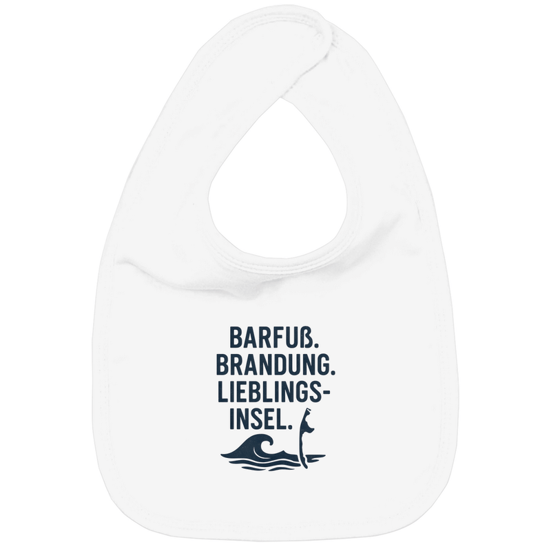 Lätzchen mit LIEBLINGSINSEL SYLT Design in schwarz. Stoff-Farbe: White. Fernweh zum Anfassen? travelPrint4U.de