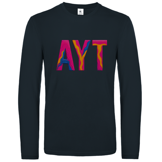 Longsleeve mit buntem AYT Print für Airport-Code ANTALYA. Stoff-Farbe: Dark Grey. Fernweh zum Anziehen? travelPrint4U.de