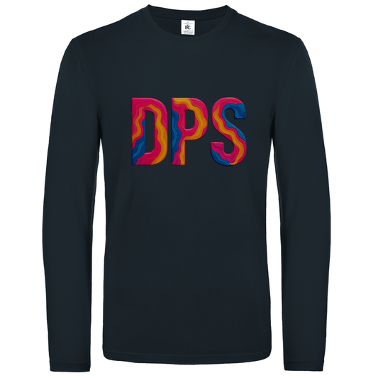 Longsleeve mit buntem DPS Print für Airport-Code DENPASAR. Stoff-Farbe: Dark Grey. Fernweh zum Anziehen? travelPrint4U.de