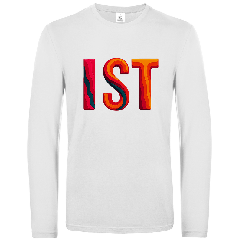 Longsleeve mit buntem IST Print für Airport-Code ISTANBUL. Stoff-Farbe: White. Fernweh zum Anziehen? travelPrint4U.de