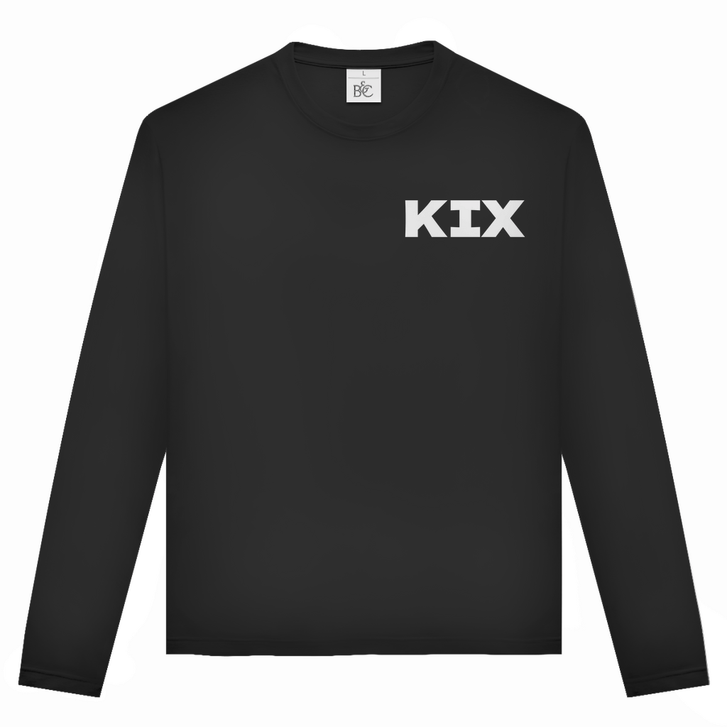 Unisex Langarmshirt mit KIX Airport Code Kyoto. Farbe Black. Fernweh zum Anziehen von travelPrint4U.de