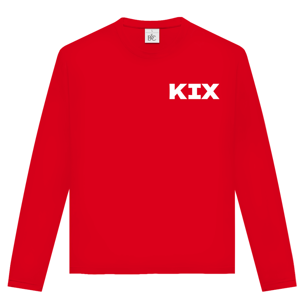 Unisex Langarmshirt mit KIX Airport Code Kyoto. Farbe Red. Fernweh zum Anziehen von travelPrint4U.de