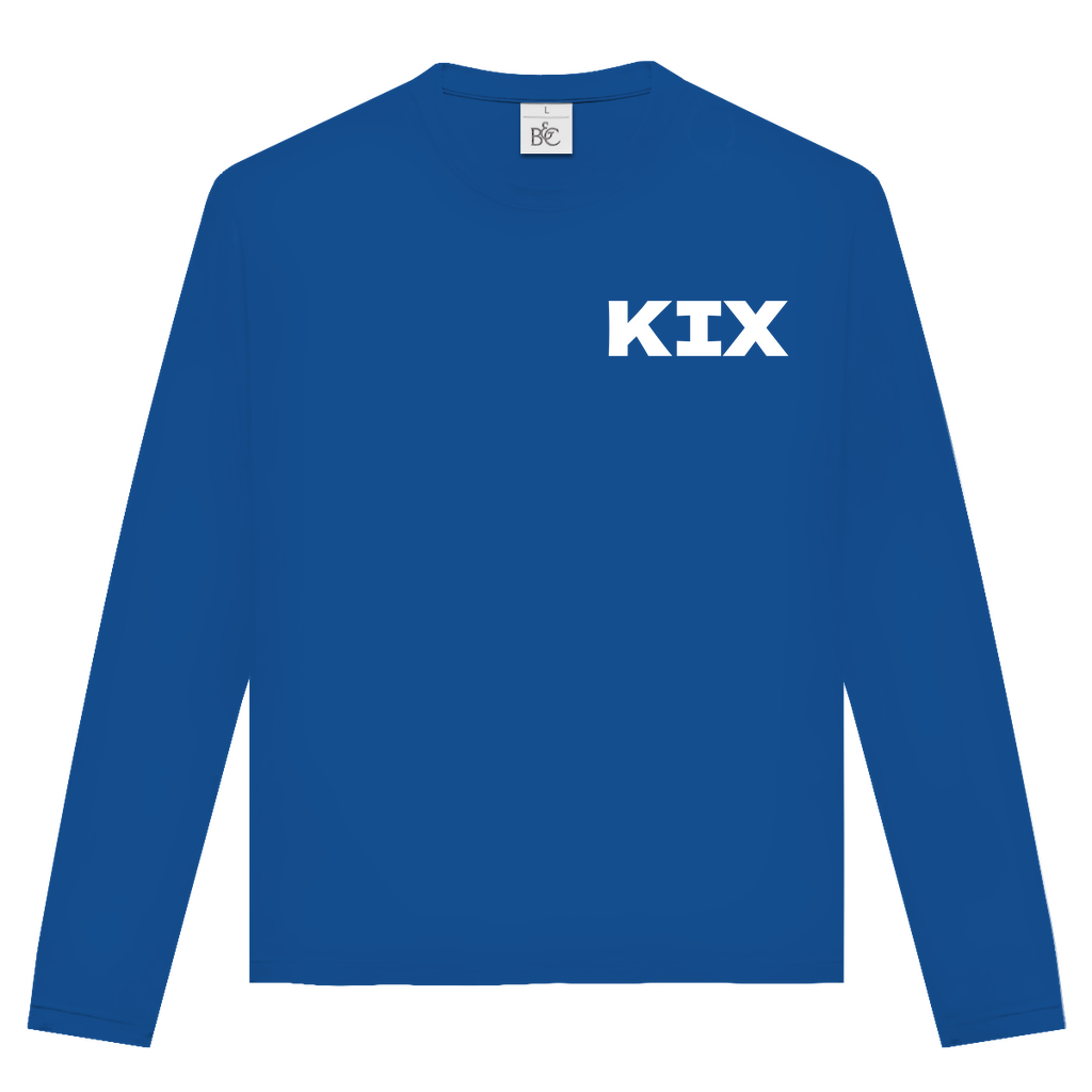 Unisex Langarmshirt mit KIX Airport Code Kyoto. Farbe Royal. Blue Fernweh zum Anziehen von travelPrint4U.de