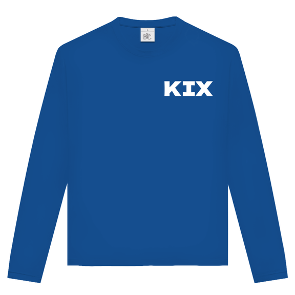 Unisex Langarmshirt mit KIX Airport Code Kyoto. Farbe Royal. Blue Fernweh zum Anziehen von travelPrint4U.de