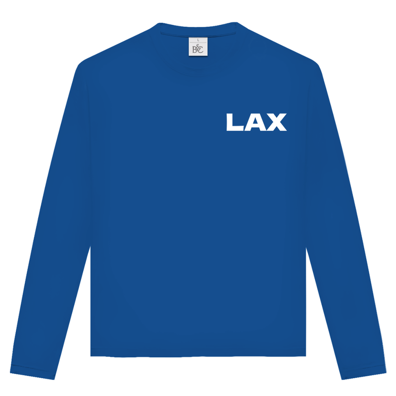 Unisex Langarmshirt mit LAX Airport Code Los Angeles. Farbe Royal. Fernweh zum Anziehen von travelPrint4U.de