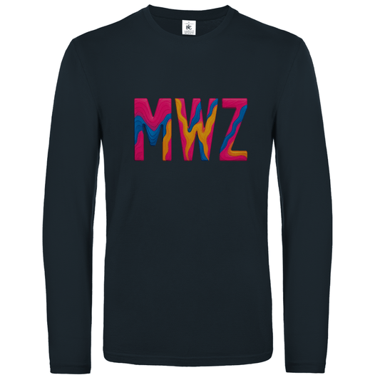 Longsleeve mit buntem MWZ Print für Airport-Code MWANZA. Stoff-Farbe: Dark Grey. Fernweh zum Anziehen? travelPrint4U.de