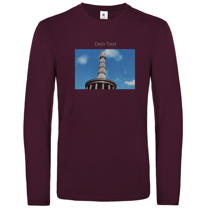 Unisex Longsleeve personalisierbar in der Farbe Burgundy. Fernweh zum Anziehen mit travelPrint4U.de