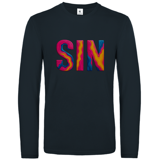 Longsleeve mit buntem SIN Print für Airport-Code SINGAPUR. Stoff-Farbe: Dark Grey. Fernweh zum Anziehen? travelPrint4U.de